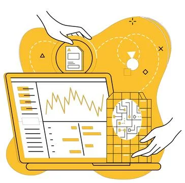 Data science. Analyzing trends is compass guiding businesses through ever-s.. Stock Illustration