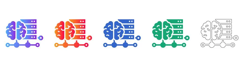 Data Science and AI Brain Analytics Icons Illustrazione stock