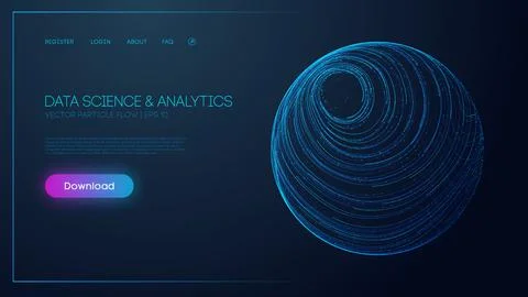 Data science and analytics. Technology background blue. Data security 3d vector Stock Illustration