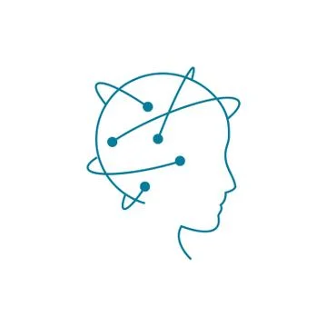 Data science and communication concept with scientist head against flow of in 스톡 일러스트