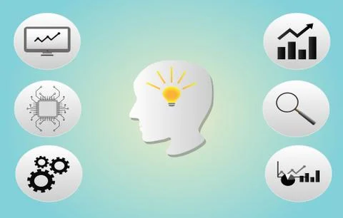 Data science and data analysis with element icons. Ilustração Stock