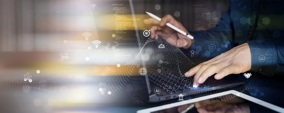 Data Science and engineering, digital technology, futuristic tech background Stock Photos