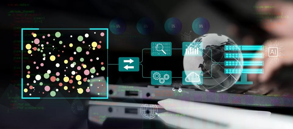 Data Science and engineering, digital technology, tech background. Software.. Stock Photos