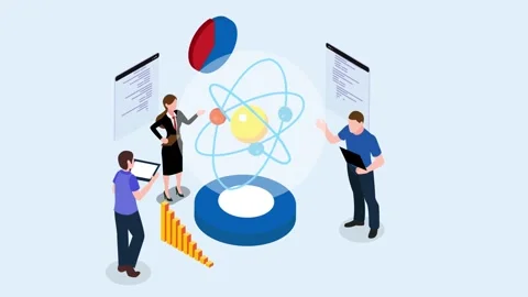 Data science and quantum computing concept with research team analyzing ato.. Stock Footage 337945051