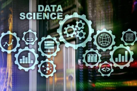 Data Science Artificial Intelligence Concept. Futuristic Supercomputer Stock Photos