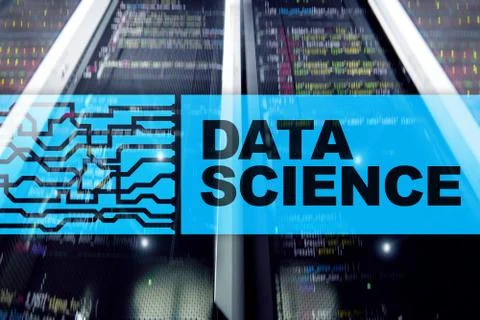 Data Science Artificial Intelligence Concept. Futuristic Supercomputer backgr Stock Photos