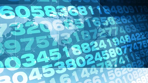 Data science background exploring numerical world of random numbers digits and Stock Footage 271192609