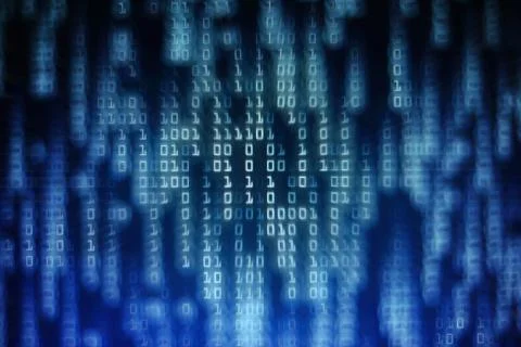 Data science binary code. big data analysis. information flowing in matrix co Stock Photos