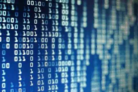 Data science binary code. big data analysis. information flowing in matrix co Stock Photos