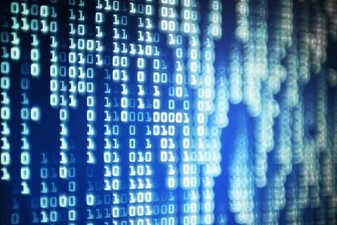Data science binary code. big data analysis. information flowing in matrix co Stock Photos