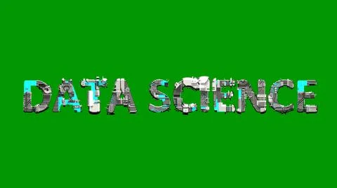 Data Science blue and grey metal text in cyberpunk style Illustrazione stock