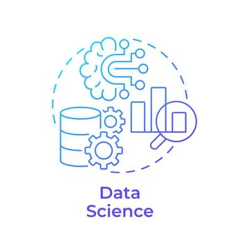 Data science blue gradient concept icon Stock Illustration