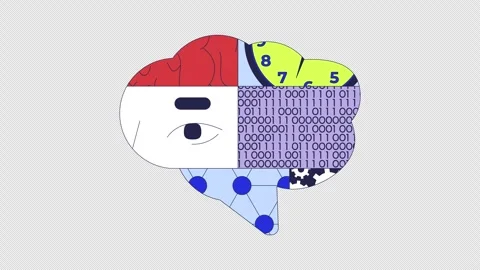 Data science brain 2D animation Stock Footage 323935889