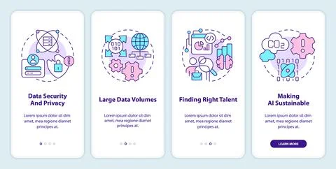 Data science challenges onboarding mobile app screen Stock Illustration
