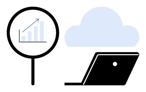 Data science, cloud computing, business growth, analytics, technology, remote Stock Illustration