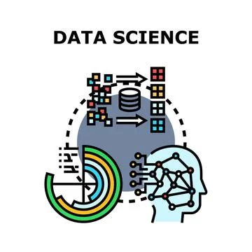 Data science concept with analysis and artificial intelligence 스톡 일러스트