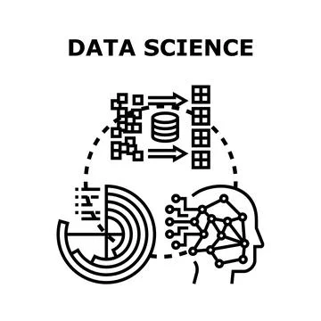 Data science concept with analysis and artificial intelligence Stock Illustration