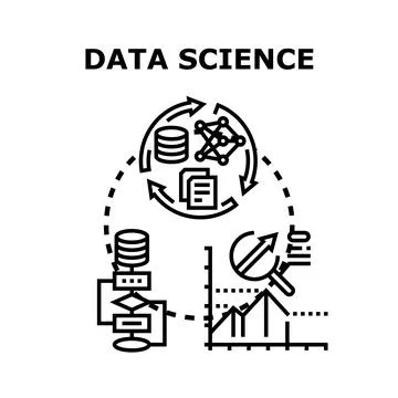 Data science concept analyzing information and processing algorithm イラスト素材