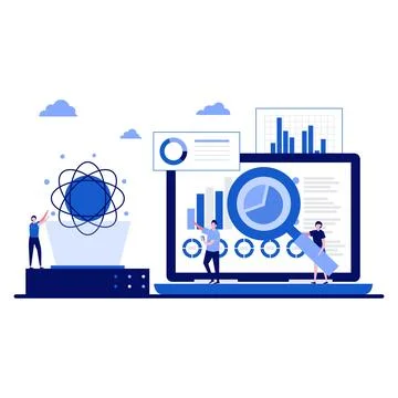 Data science concept with character. Online data storage technologies. Auto.. Stock Illustration