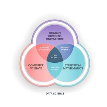 Data Science concept is combining domain, business knowledge, computer scienc 스톡 일러스트