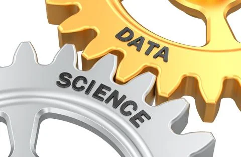 Data Science concept with gears. 3D rendering Stock Illustration