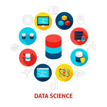 Data Science Concept Icons Illustrazione stock