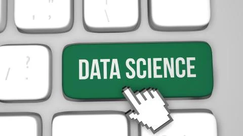 Data science concept keyboard key animation Illustrazione stock