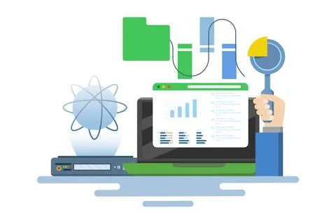 Data science concept. Online data storage technology. Automated web analysis. イラスト素材