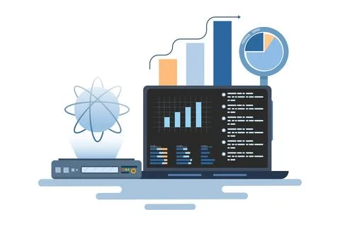 Data science concept. Online data storage technology. Automated web analysis. イラスト素材