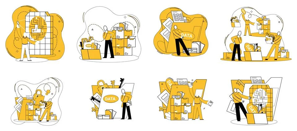 Data science. Data analytics breathes life into numbers, transforming them into Stock Illustration