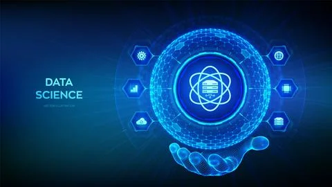 Data Science. Deep learning. Artificial intelligence, Analysis. Big data. Mac Stock Illustration