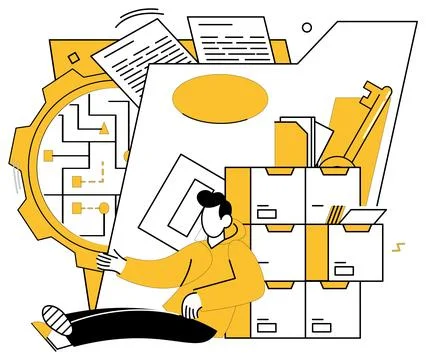 Data science. The digital system is intricate maze where data scientists na.. 스톡 일러스트