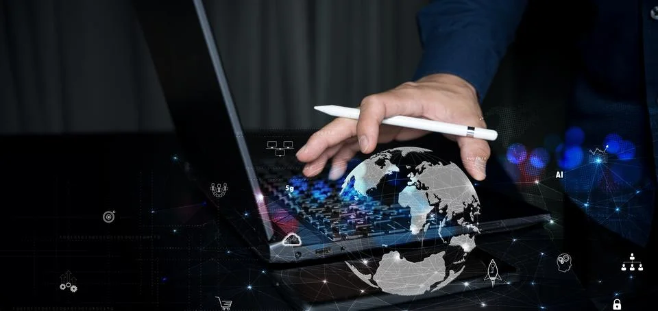Data science, digital technology, big data management concept. Computer pro.. 스톡 사진