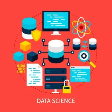 Data Science Flat Concept Illustrazione stock