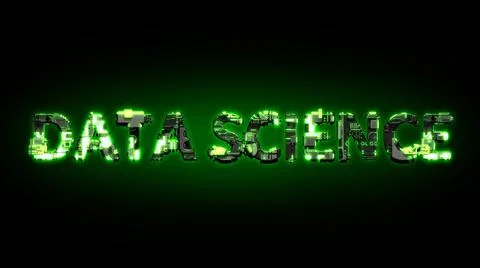 Data Science glowing dark green cyber text on black Illustrazione stock