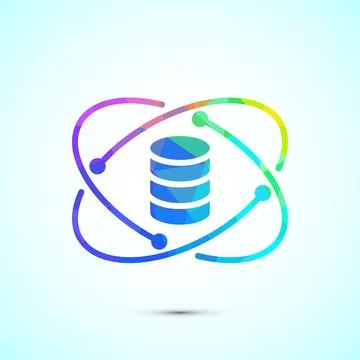 Data science icon design illustration. Big data, digital tech icon, low pol.. Stock Illustration