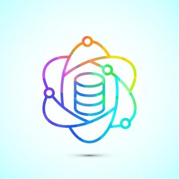 Data science icon design illustration. Big data, digital tech icon, low pol.. 스톡 일러스트