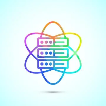 Data science icon design illustration. Big data, digital tech icon, low pol.. Illustrazione stock