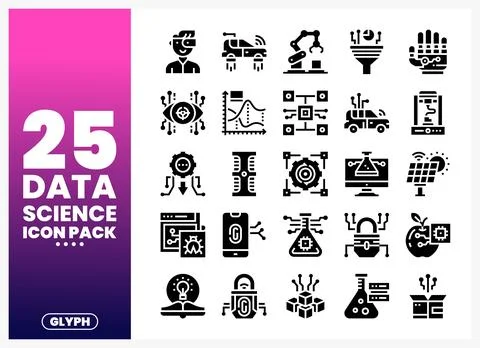 Data science icon pack for technology and innovation. Stockillustratie