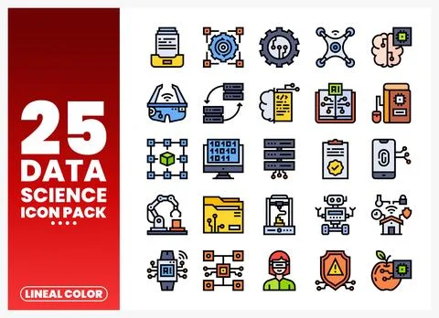 Data Science Icon Pack Vector illustration of technology and analytics icons Stockillustratie