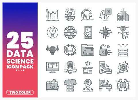 Data science icon set on white background イラスト素材