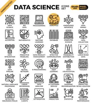Data Science Icons Illustrazione stock