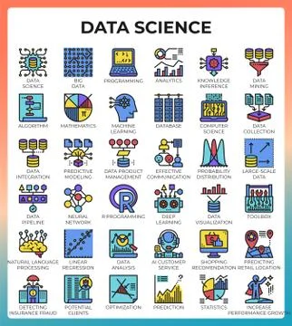 Data Science Icons Illustrazione stock