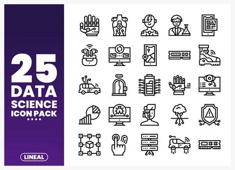 Data Science Icons  Lineal Design 스톡 일러스트