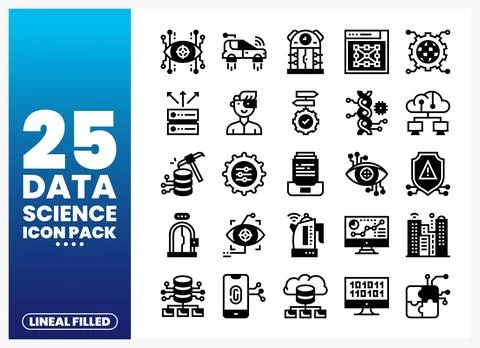 Data Science Icons Pack 스톡 일러스트