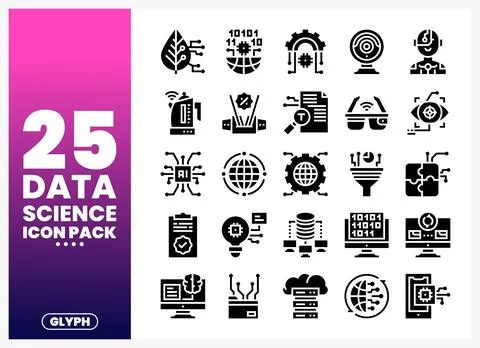 Data Science Icons Pack showing innovation and technology concepts Stock Illustration