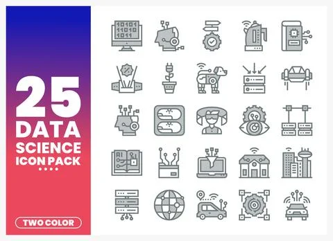 Data science icons set showing technology and analytics for digital innovatio イラスト素材