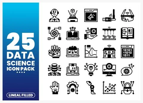Data science icons set with technology. analytics. and innovation symbols i.. 스톡 일러스트