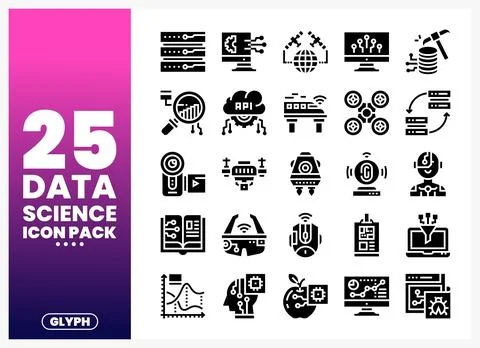 Data science icons on white background Stock Illustration