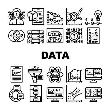 Data Science Innovate Technology Icons Set Vector Stock Illustration